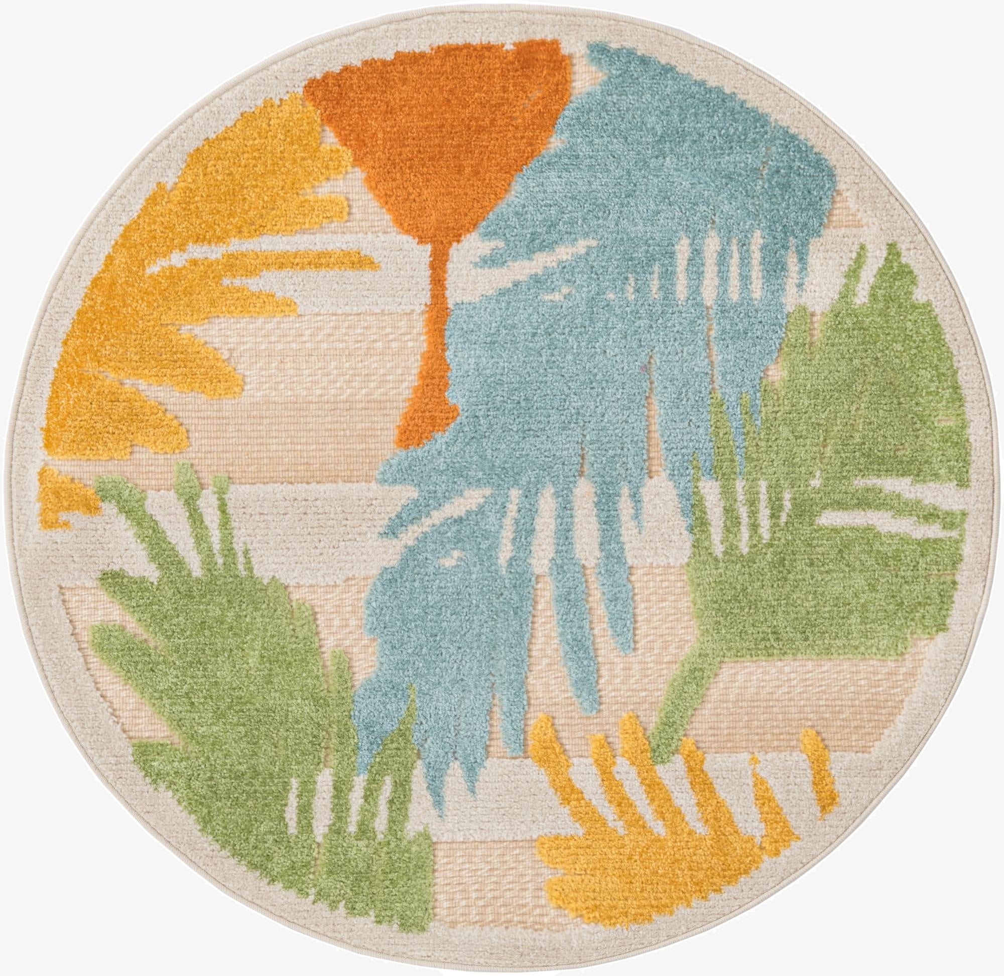 3' 3 x 3' 3  Washable Aruba Indoor / Outdoor Round Rug