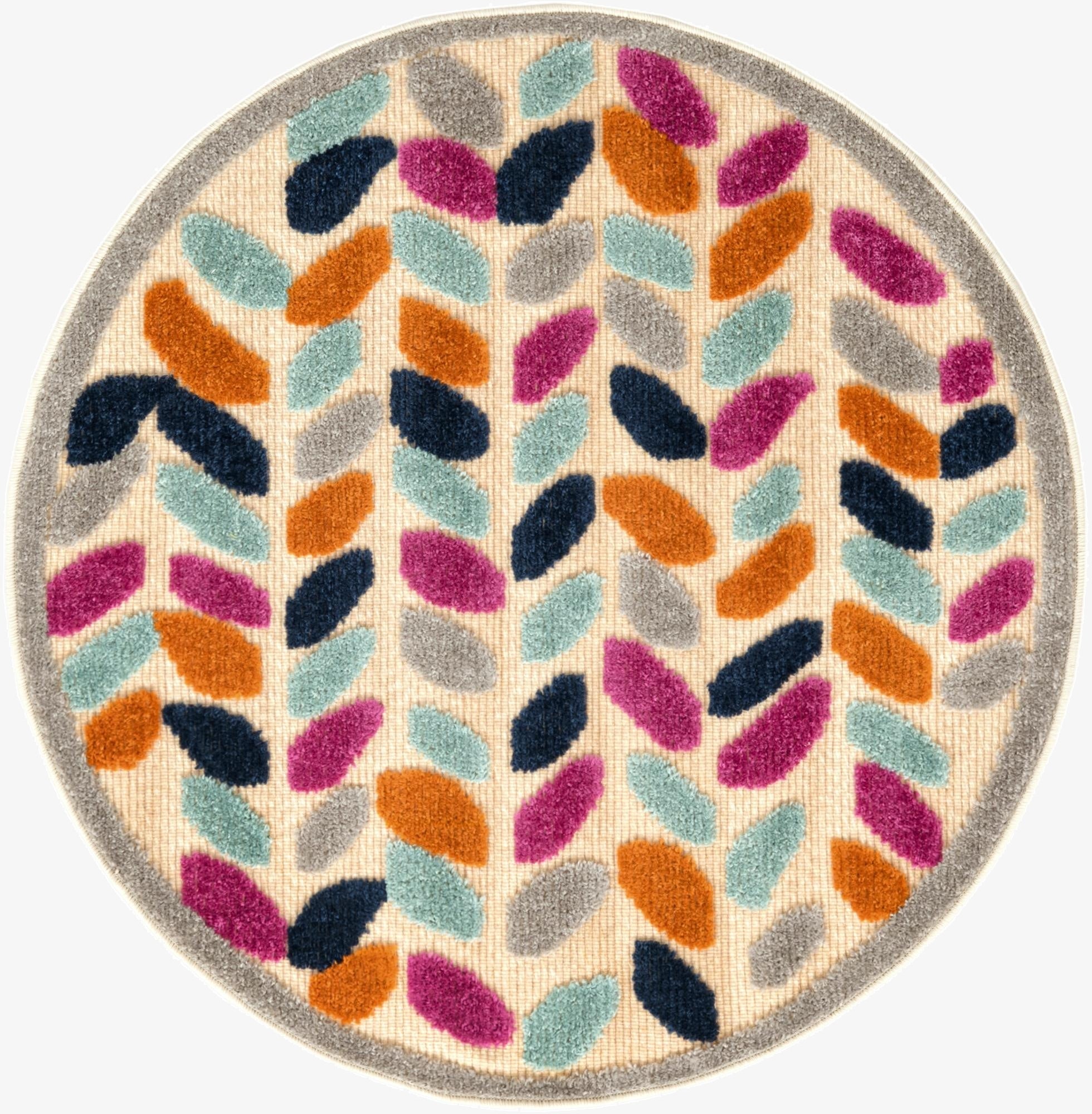 3' 3 x 3' 3  Washable Aruba Indoor / Outdoor Round Rug