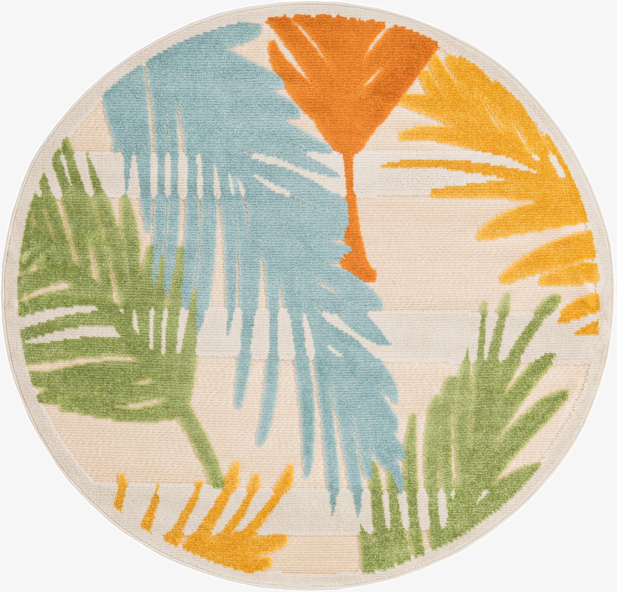 5' 3 x 5' 3  Washable Aruba Indoor / Outdoor Round Rug