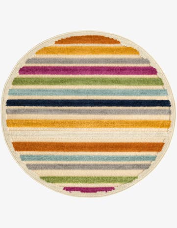 Beige Easy-Clean Aruba Indoor / Outdoor Round Rug