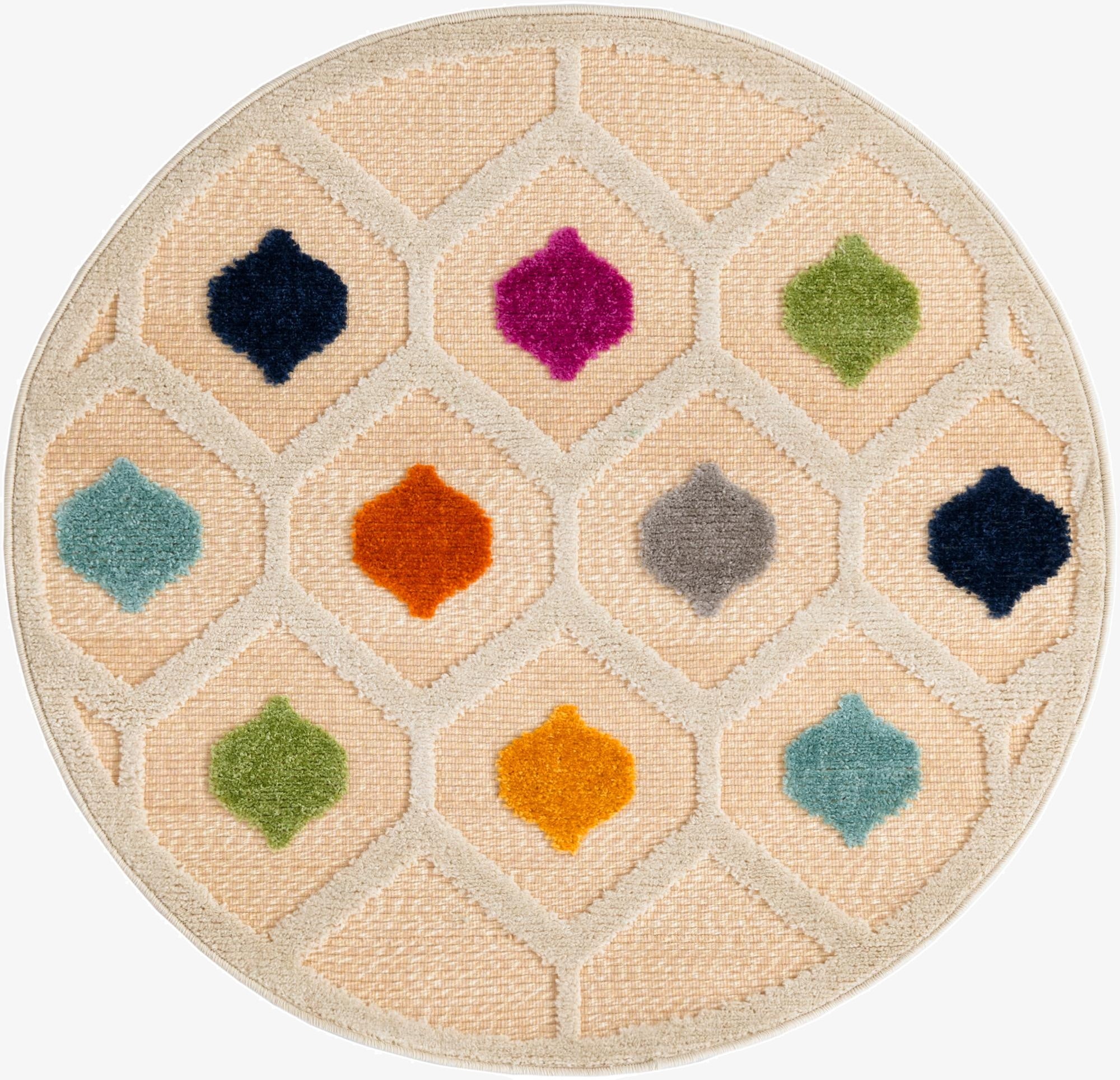 3' 3 x 3' 3  Washable Aruba Indoor / Outdoor Round Rug