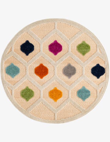 3' 3 x 3' 3 Easy-Clean Aruba Indoor / Outdoor Round Rug
