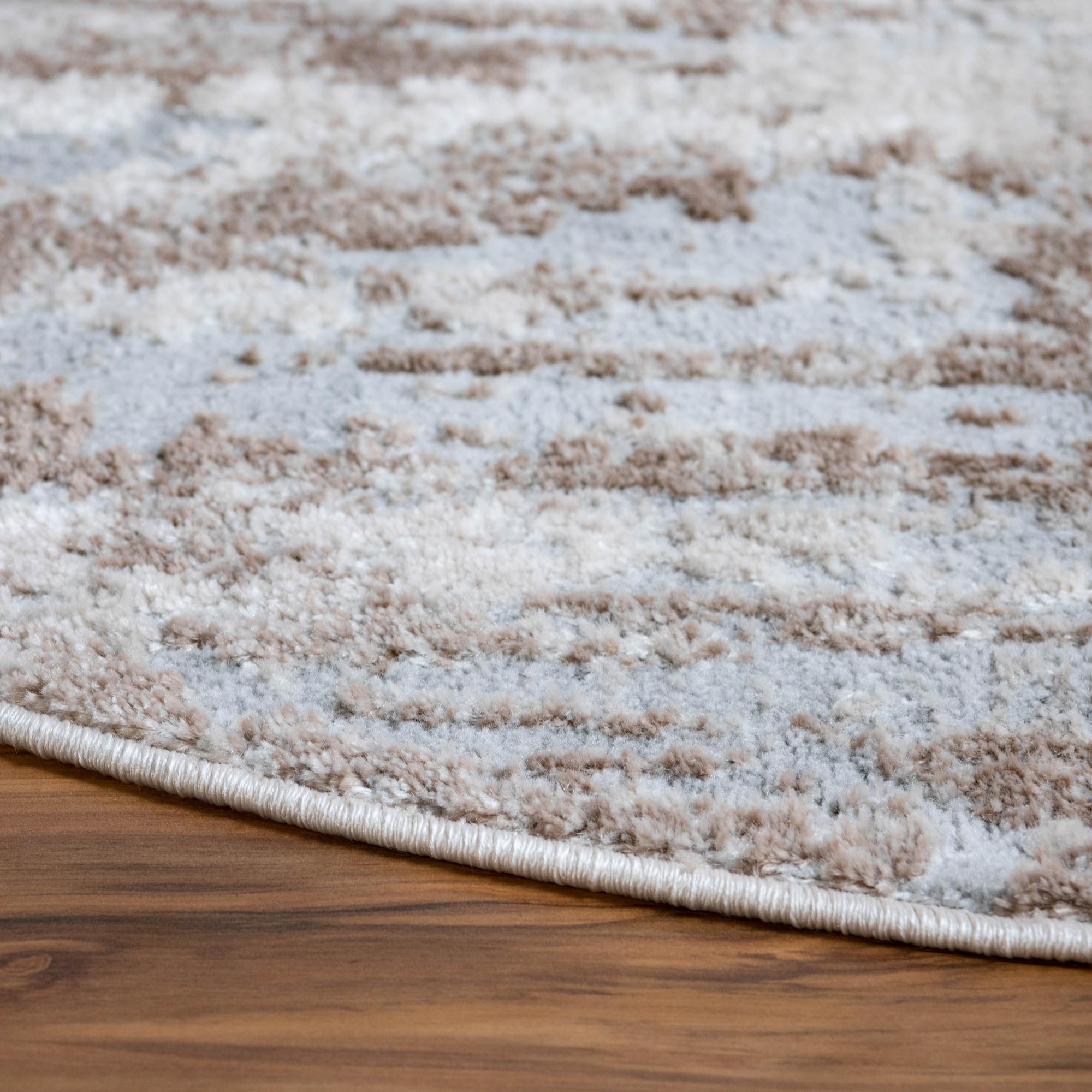 Beige 125cm x 125cm Caspian Round Rug Rugs UK