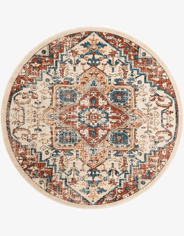 Beige Dahlia Round Rug