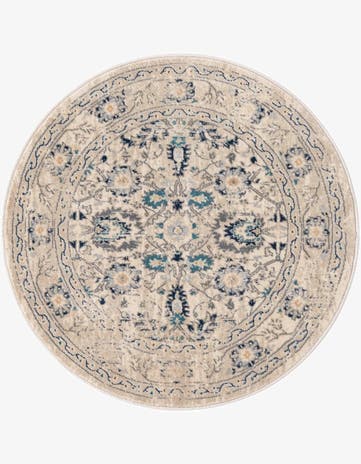 Beige Dahlia Round Rug