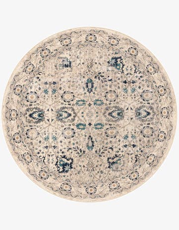 Beige Dahlia Round Rug