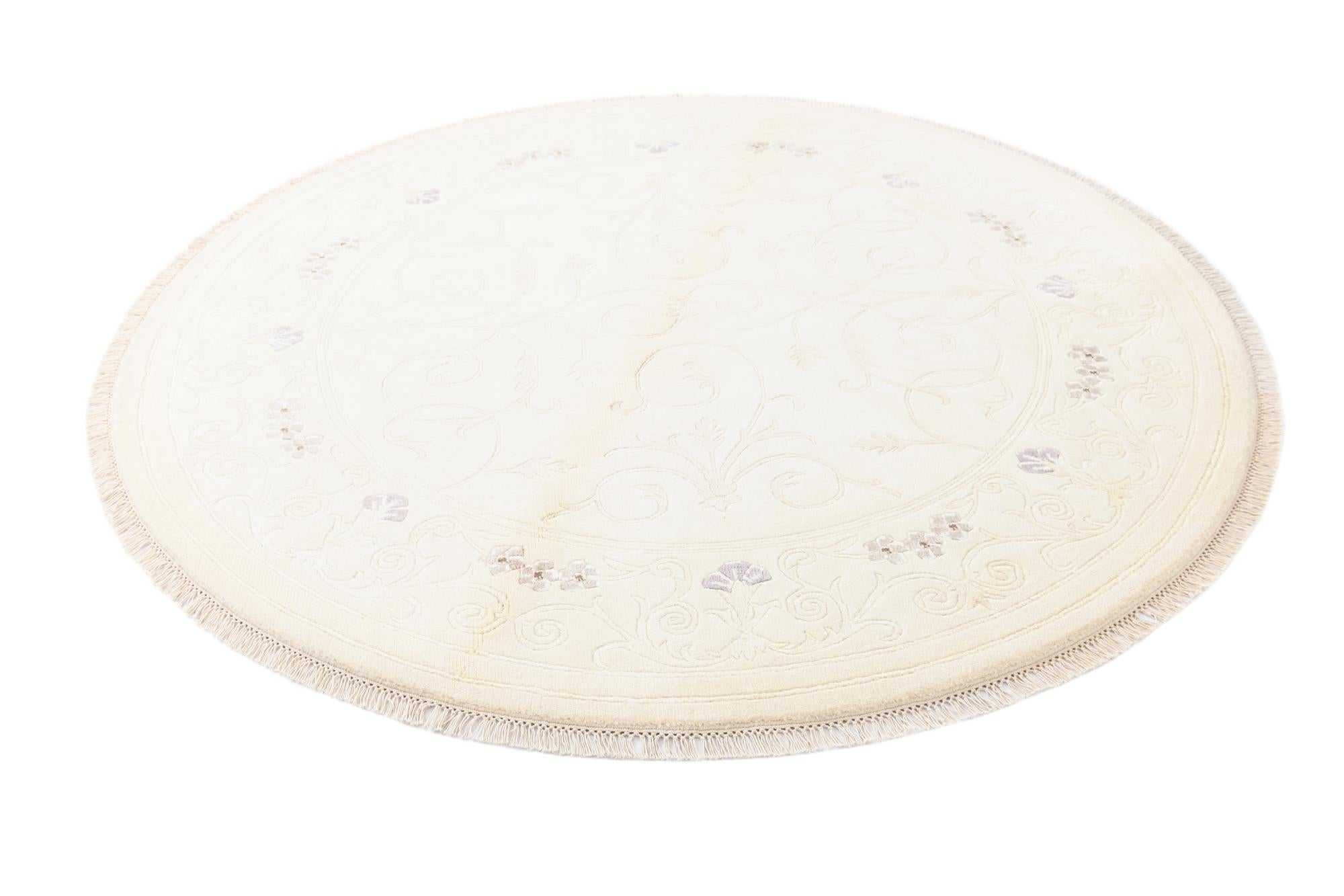 6' 7 x 6' 7 Hand Knotted Darya Wool Round Rug