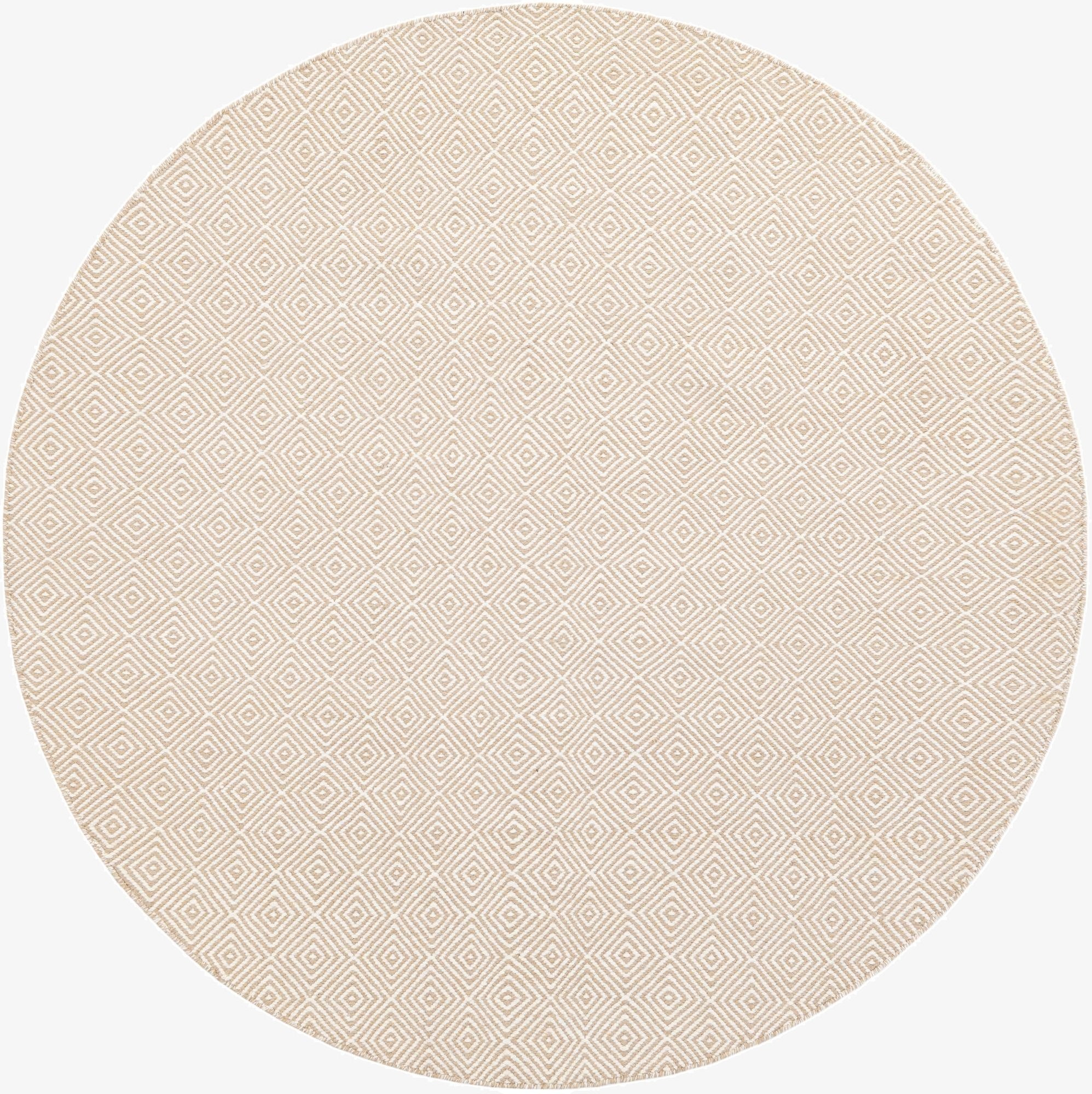 185cm x 185cm  Hand Woven Geo Trellis Flatweave Round Rug