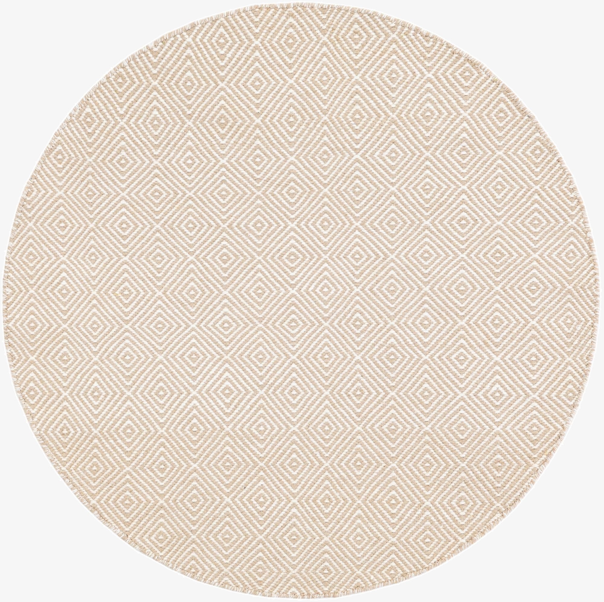 125cm x 125cm  Hand Woven Geo Trellis Flatweave Round Rug