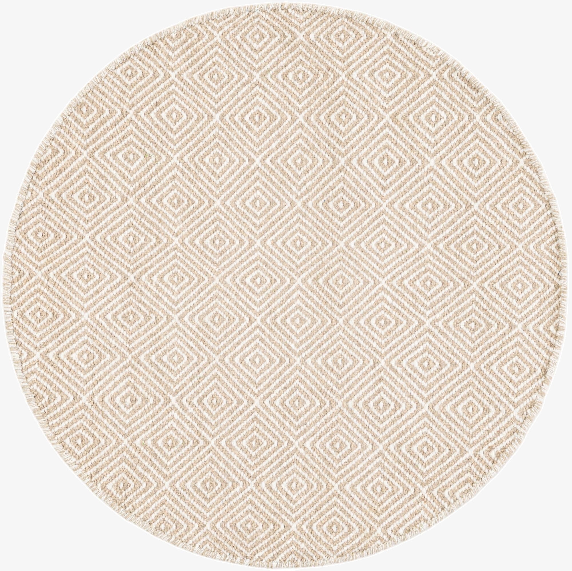 95cm x 95cm  Hand Woven Geo Trellis Flatweave Round Rug