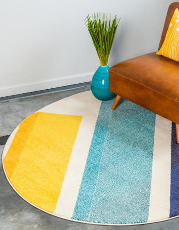 Beige Washable Hyacinth Round Rug