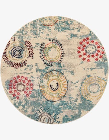 Beige Washable Hyacinth Round Rug