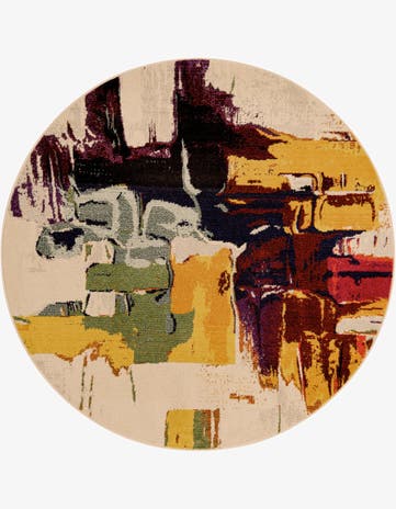 Beige Washable Hyacinth Round Rug