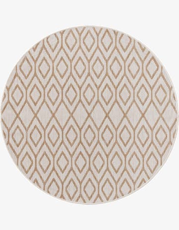 Beige Easy-Clean Jill Zarin Turks and Caicos Indoor / Outdoor Round Rug