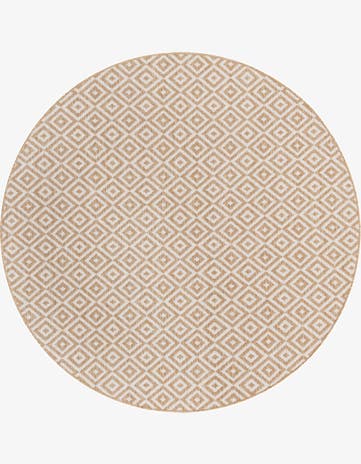 Beige Easy-Clean Jill Zarin Costa Rica Indoor / Outdoor Round Rug