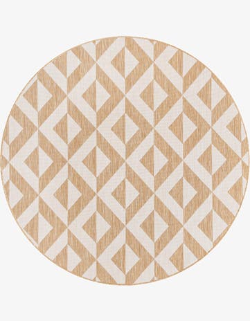 Beige Easy-Clean Jill Zarin Napa Indoor / Outdoor Round Rug