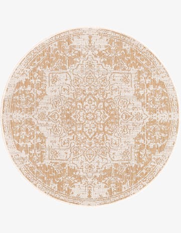 Beige Easy-Clean Jill Zarin Dubai Indoor / Outdoor Round Rug