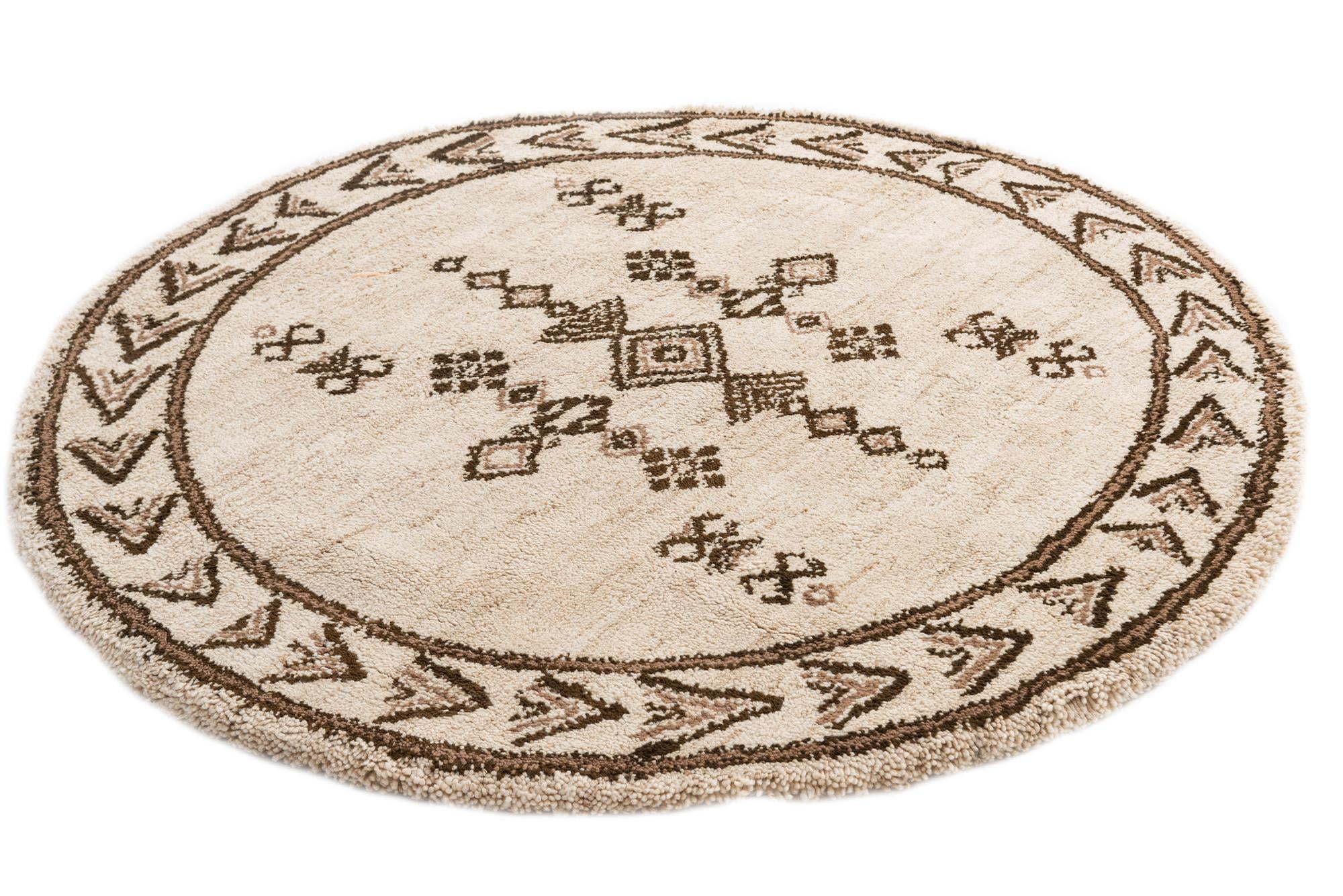 200cm x 200cm anudado a mano marroquí Alfombra Lana redondo