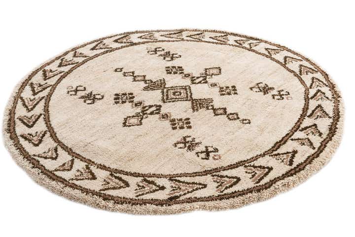 6' 7 x 6' 7 Hand Knotted Moroccan Wool Round Rug