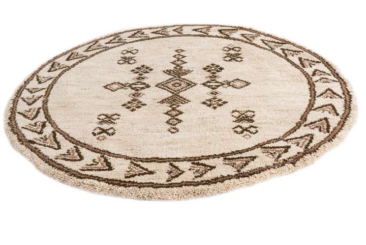 6' 7 x 6' 7 Hand Knotted Moroccan Wool Round Rug