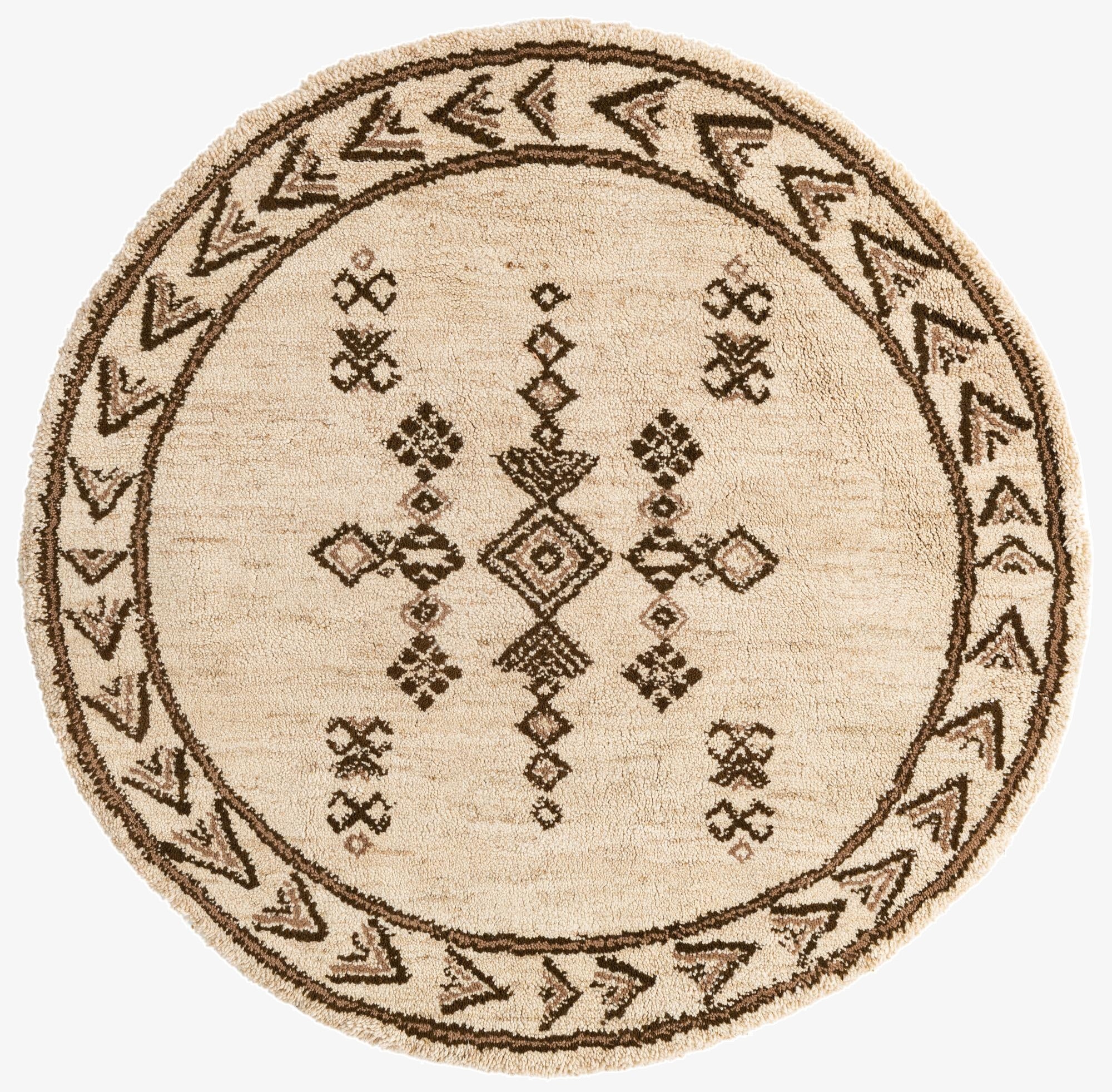 6' 7 x 6' 7  Hand Knotted Moroccan Wool Round Rug