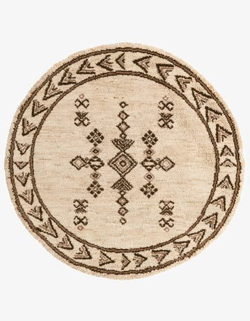 6' 7 x 6' 7 Hand Knotted Moroccan Wool Round Rug