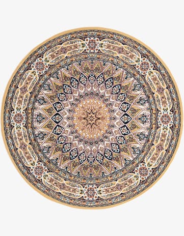 Beige Nain Design Round Rug