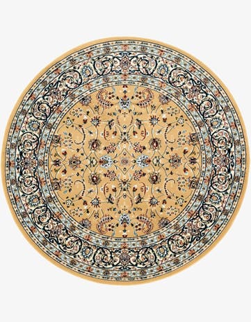 Beige Nain Design Round Rug