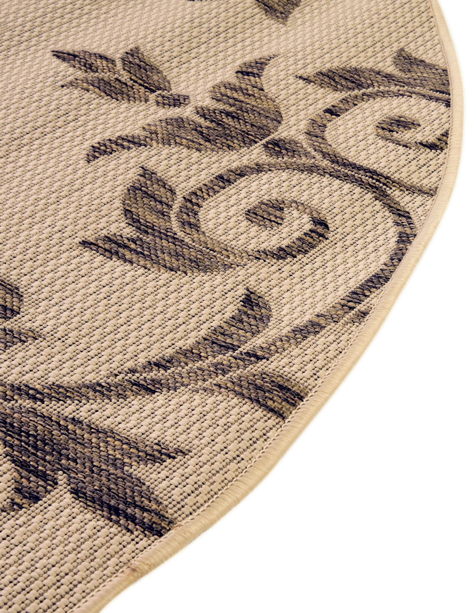 6' x 6' Easy-Clean Botanical Indoor / Outdoor Round Rug