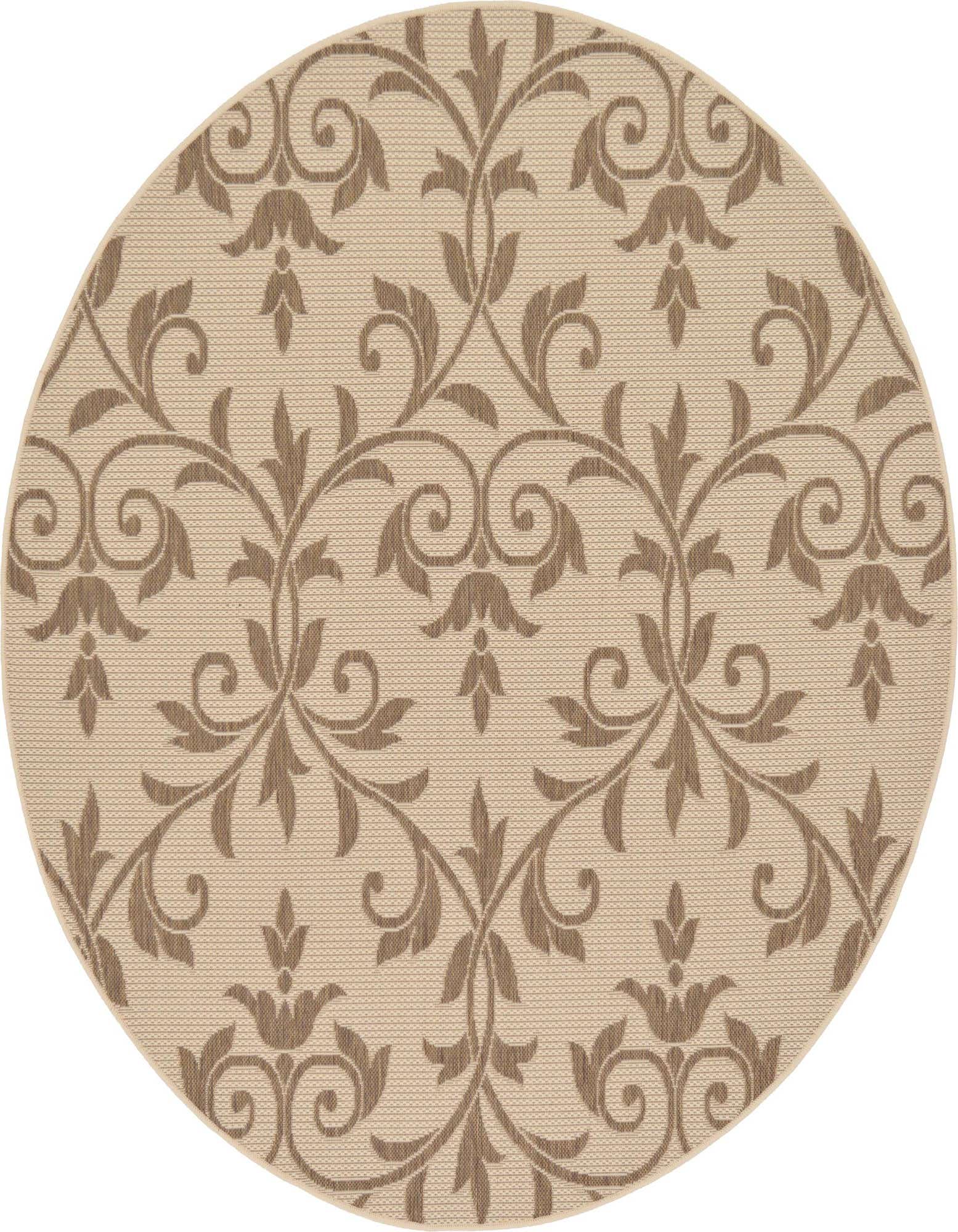 6' x 6' Easy-Clean Botanical Indoor / Outdoor Round Rug