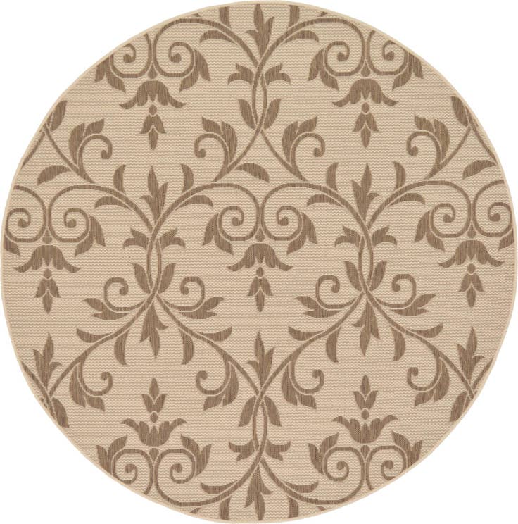 Detail image of 6' x 6' Easy-Clean Botanical Indoor / Outdoor Round Rug