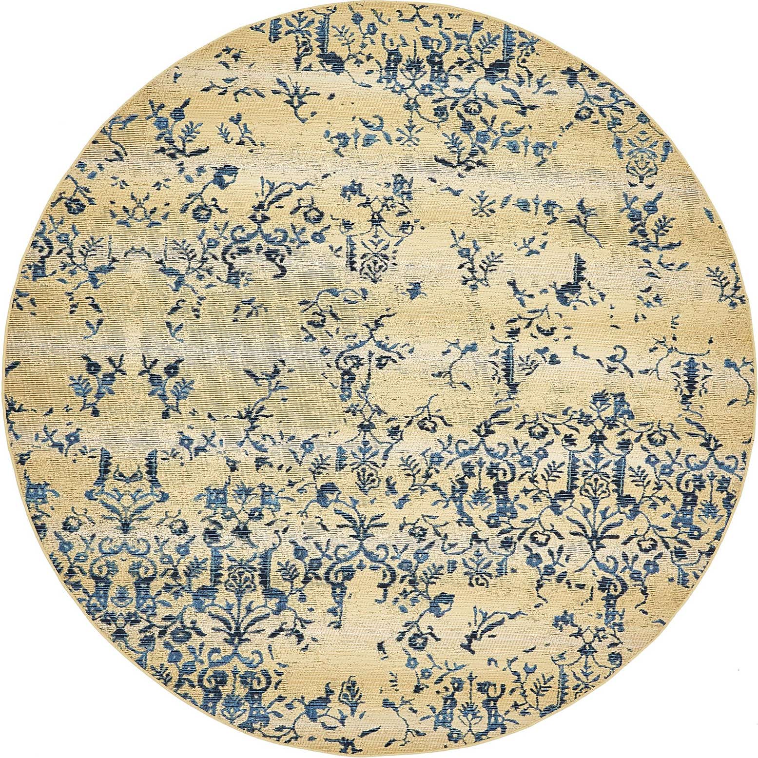8' x 8' Easy-Clean Botanical Indoor / Outdoor Round Rug