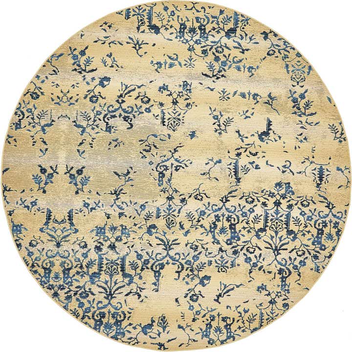 8' x 8' Easy-Clean Botanical Indoor / Outdoor Round Rug