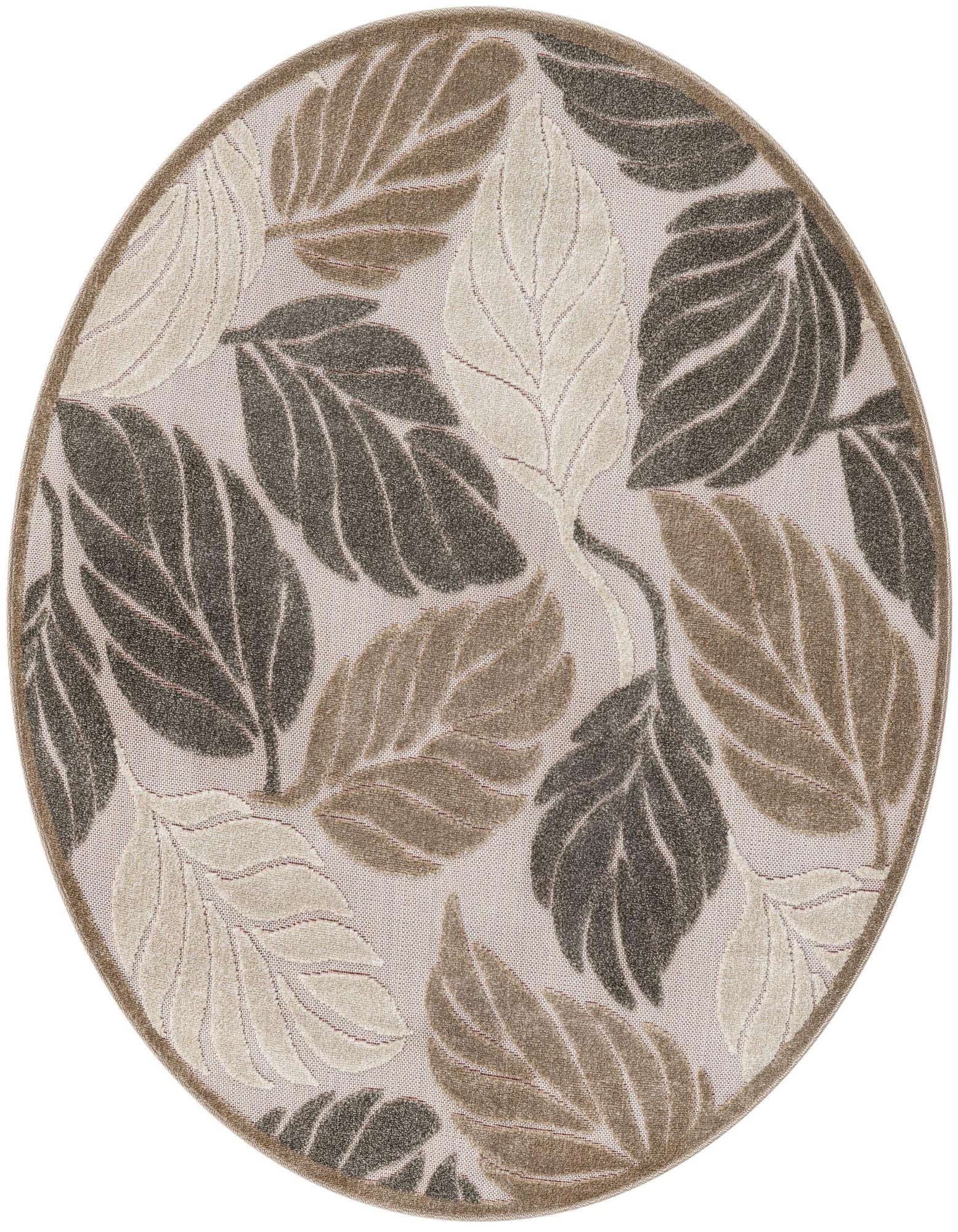 5' 3 x 5' 3 Easy-Clean Botanical Indoor / Outdoor Round Rug