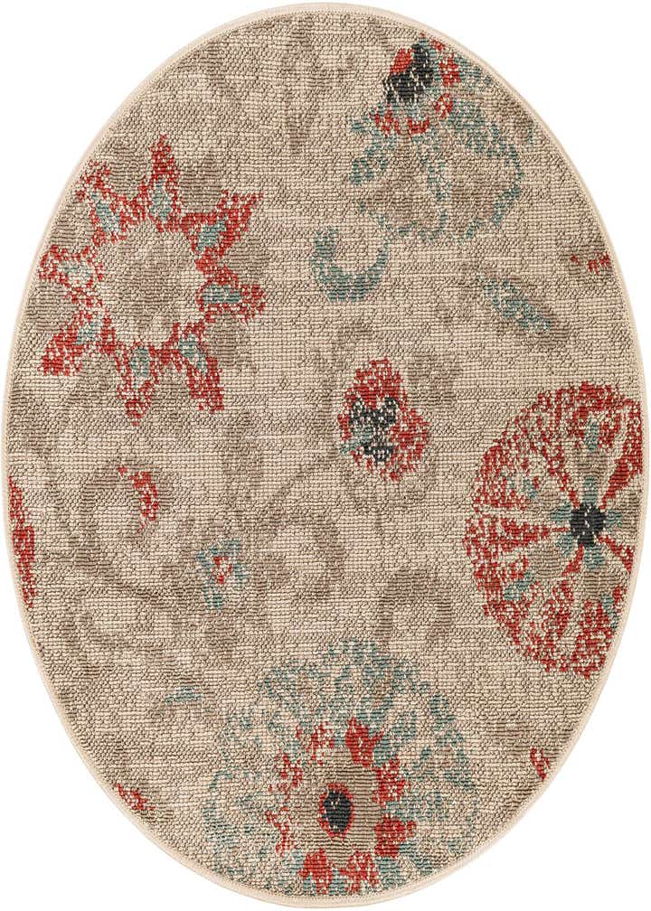 3' x 3' Easy-Clean Botanical Indoor / Outdoor Round Rug