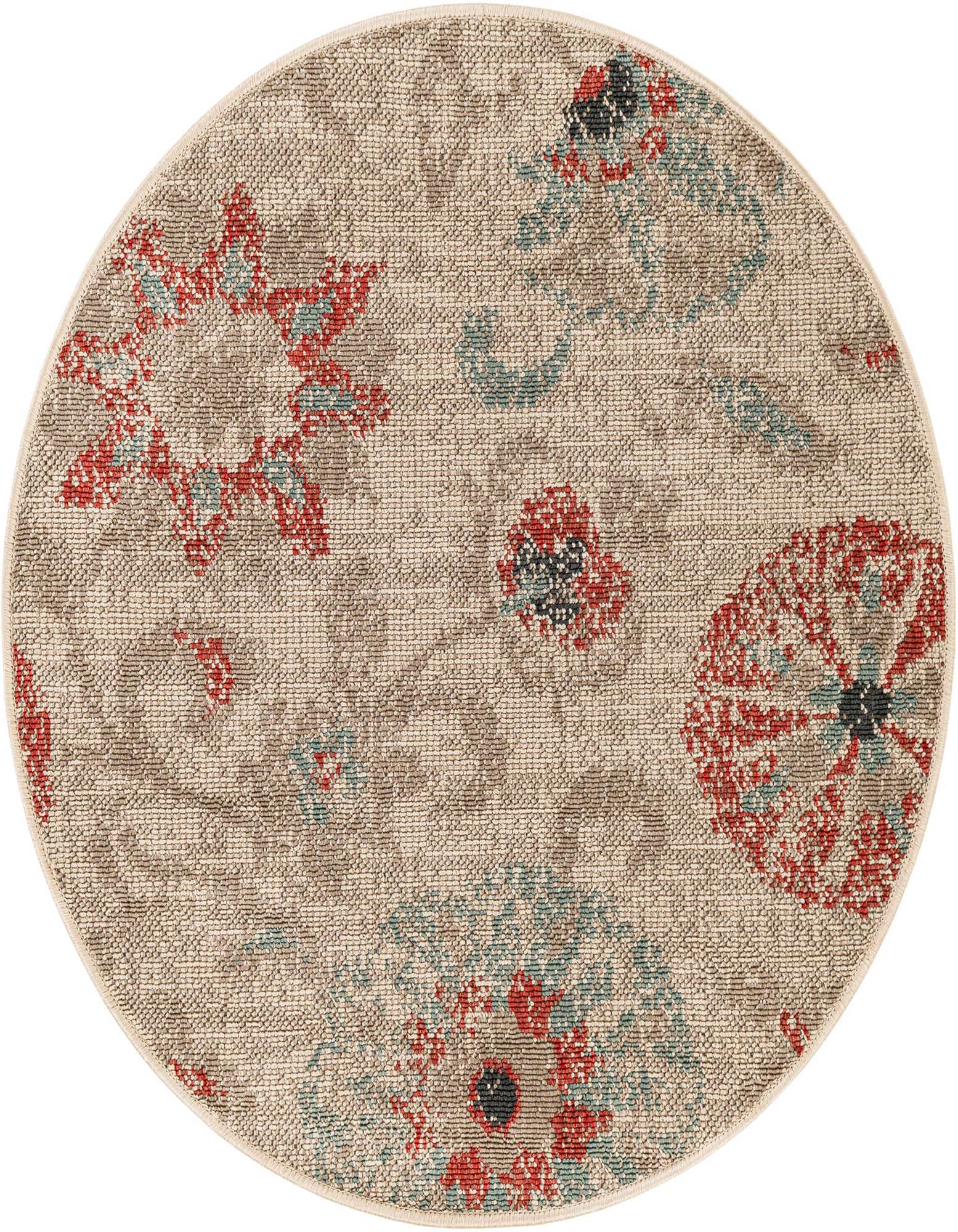 3' x 3' Easy-Clean Botanical Indoor / Outdoor Round Rug