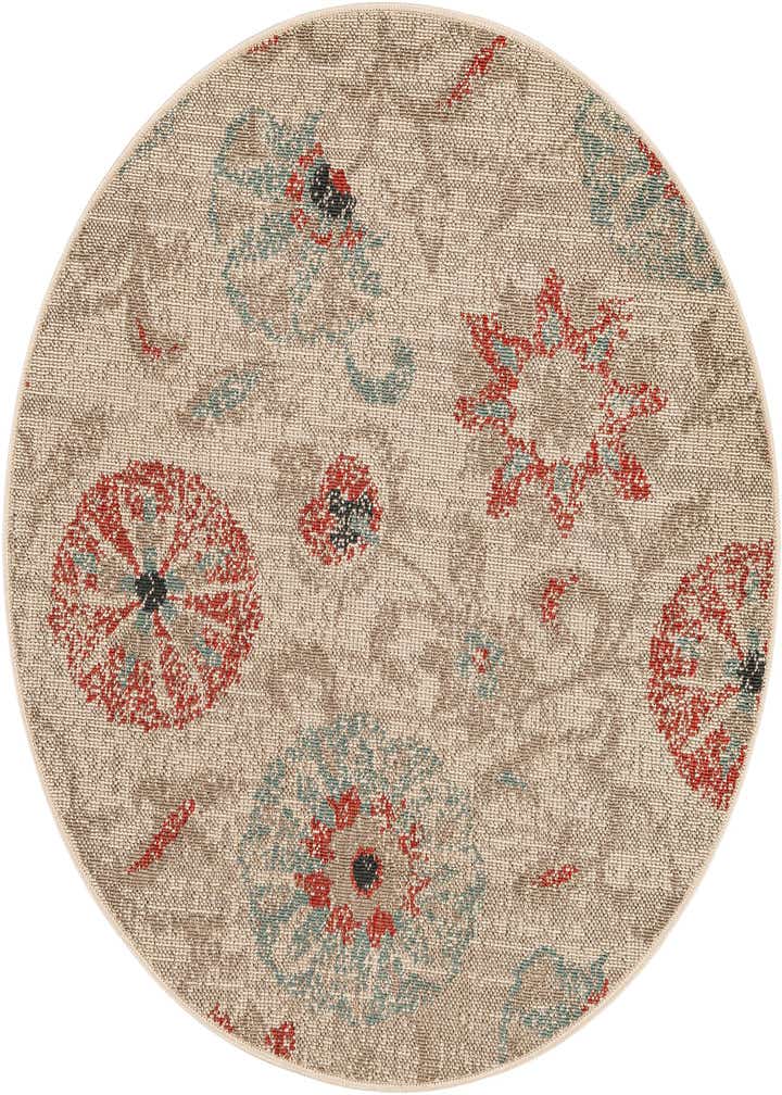 4' x 4' Easy-Clean Botanical Indoor / Outdoor Round Rug