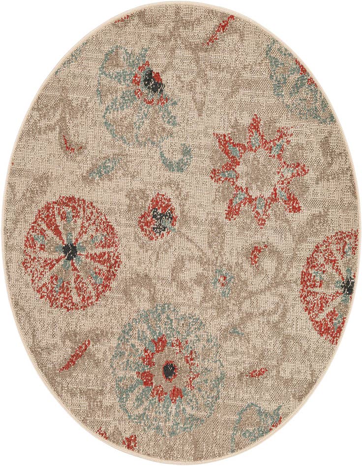 Detail image of 4' x 4' Easy-Clean Botanical Indoor / Outdoor Round Rug