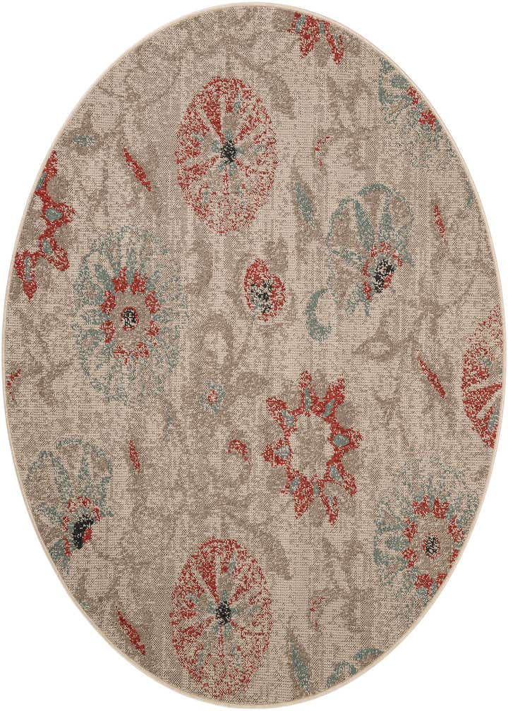 6' x 6' Easy-Clean Botanical Indoor / Outdoor Round Rug