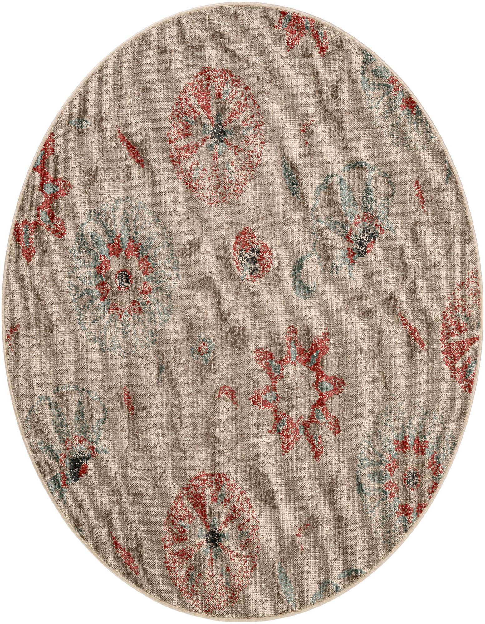 6' x 6' Easy-Clean Botanical Indoor / Outdoor Round Rug