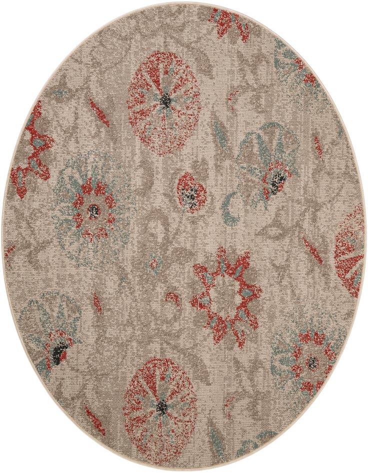 Detail image of 6' x 6' Easy-Clean Botanical Indoor / Outdoor Round Rug