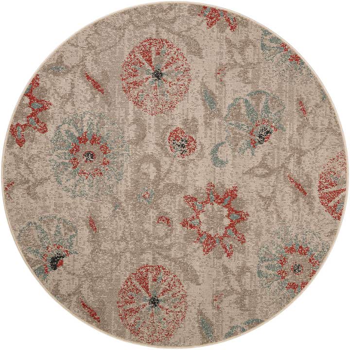 6' x 6' Easy-Clean Botanical Indoor / Outdoor Round Rug