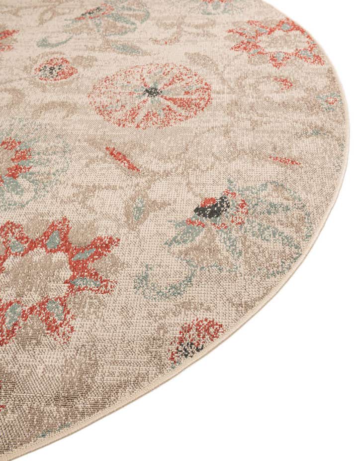 7' 10 x 7' 10 Easy-Clean Botanical Indoor / Outdoor Round Rug
