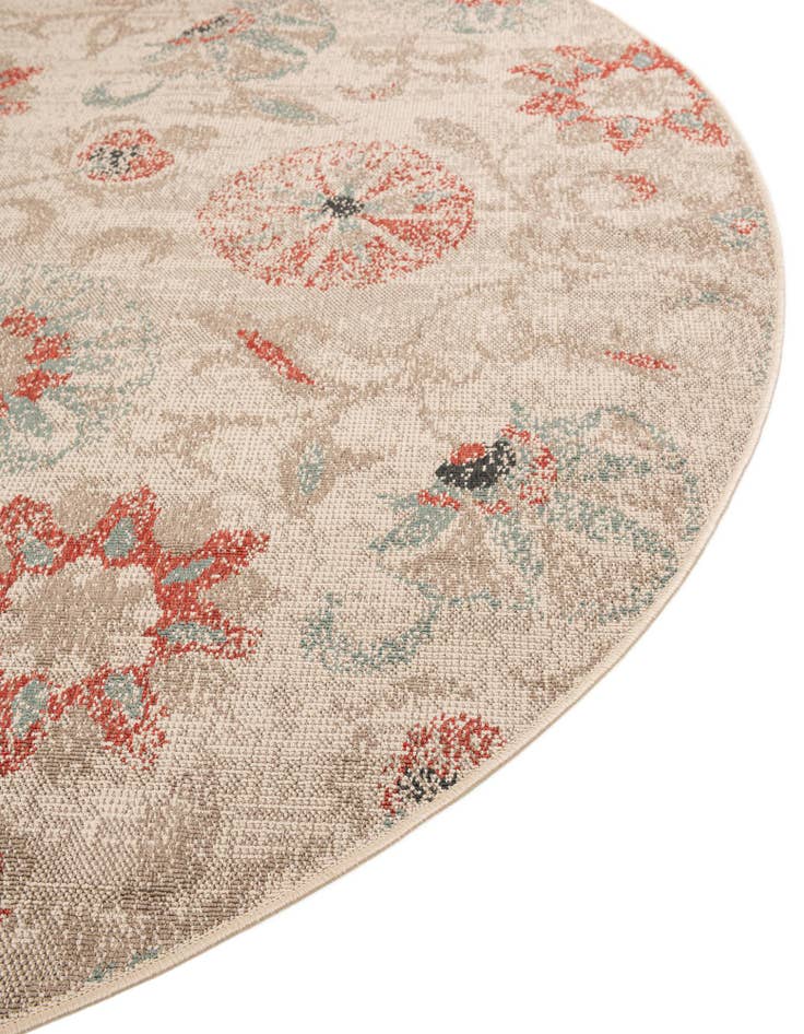 Detail image of 7' 10 x 7' 10 Easy-Clean Botanical Indoor / Outdoor Round Rug
