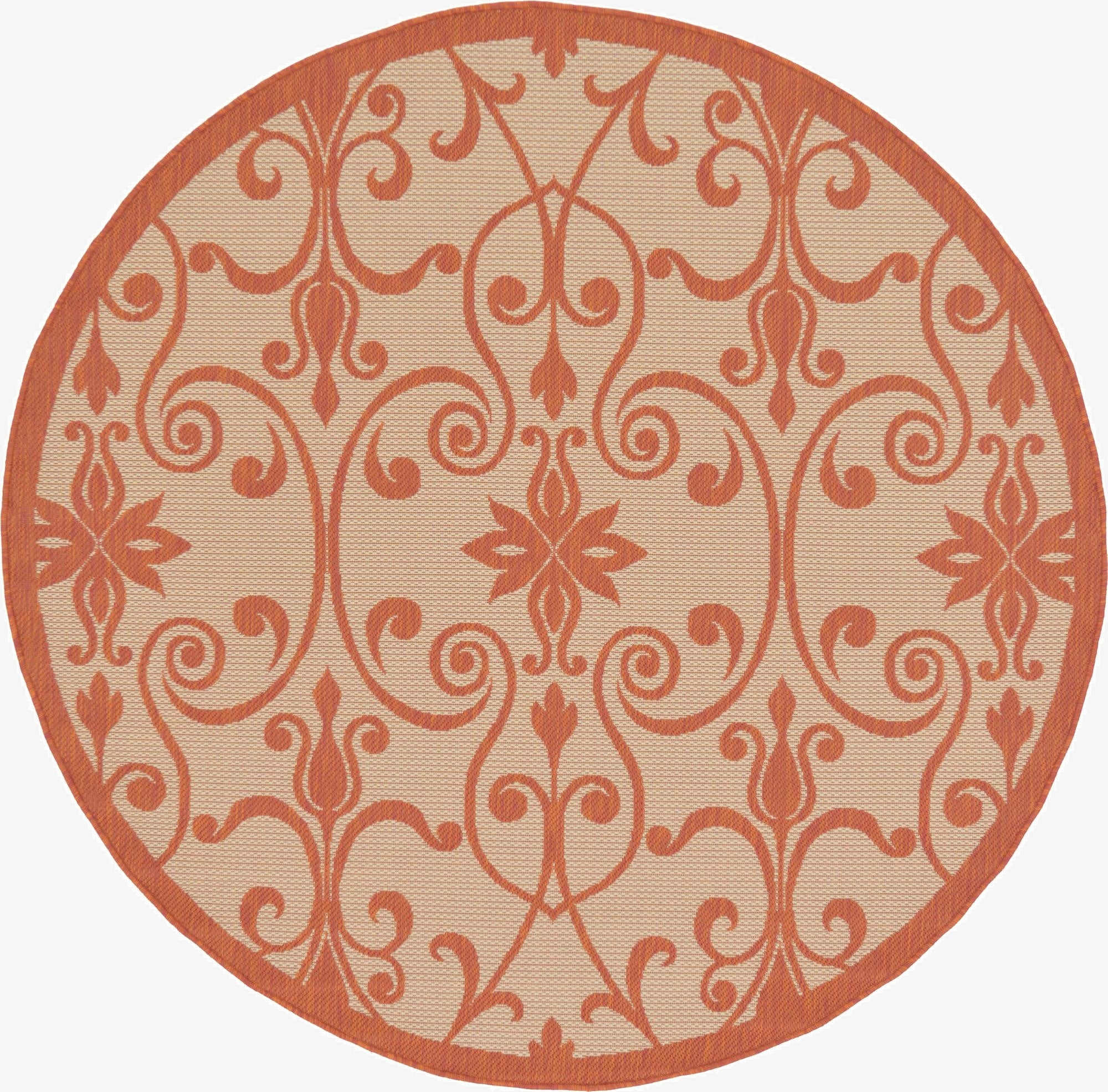  6' x 6'  Washable Botanical Indoor / Outdoor Round Rug