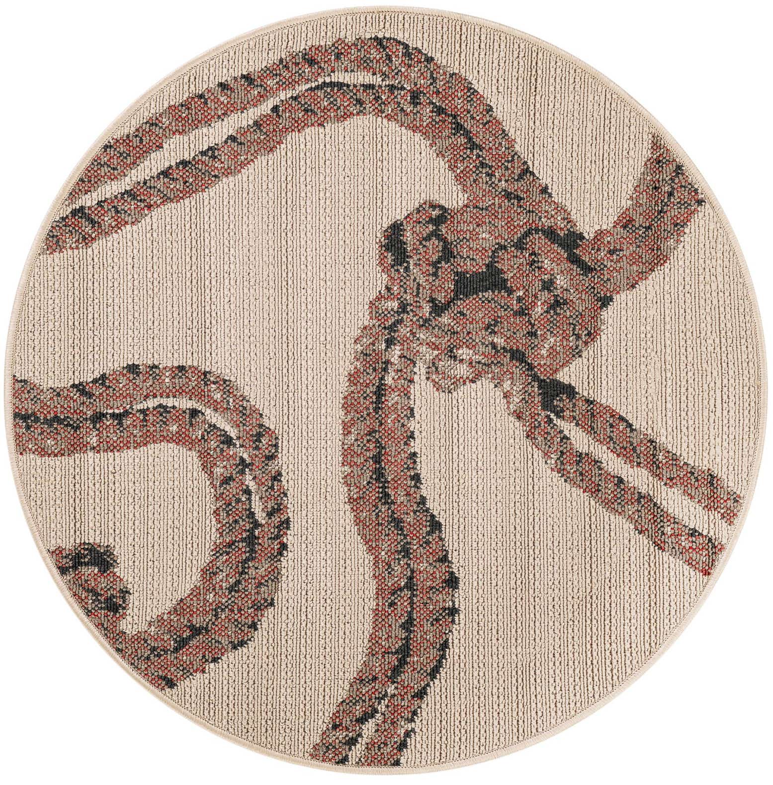3' x 3' Easy-Clean Coastal Indoor / Outdoor Round Rug