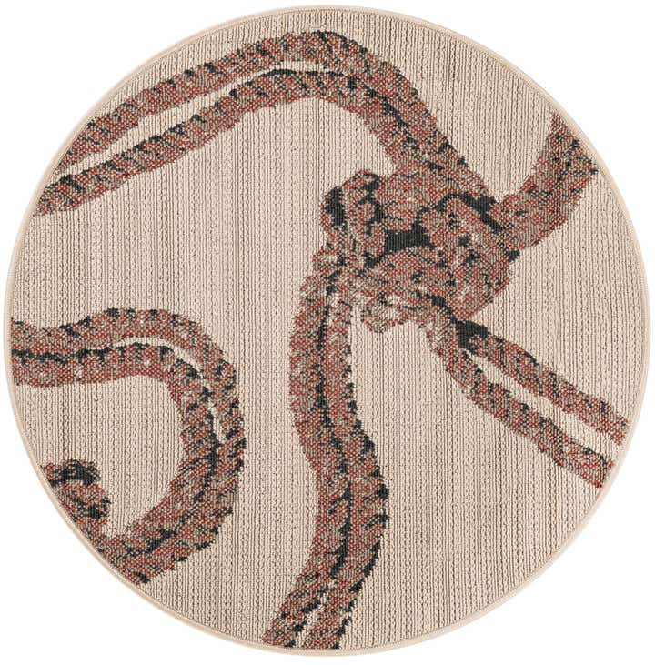 3' x 3' Easy-Clean Coastal Indoor / Outdoor Round Rug