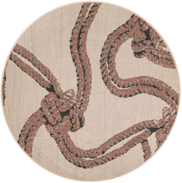 4' x 4' Easy-Clean Coastal Indoor / Outdoor Round Rug