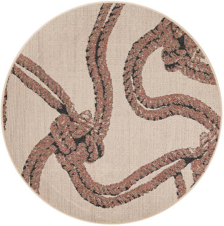 Detail image of 4' x 4' Easy-Clean Coastal Indoor / Outdoor Round Rug
