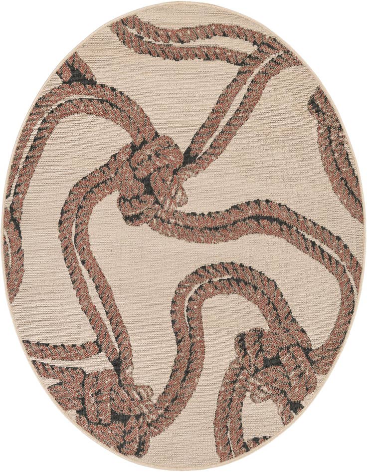 Detail image of 5' x 5' Easy-Clean Coastal Indoor / Outdoor Round Rug
